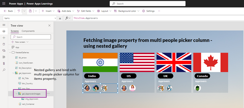 PowerApps Fetch Image Property From Multi People Picker Column